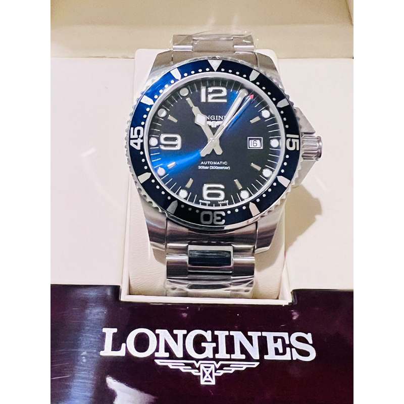 九成新 浪琴（LONGINES)深海征服者(L38414966)-44mm 藍水鬼 機械錶 全新錶帶