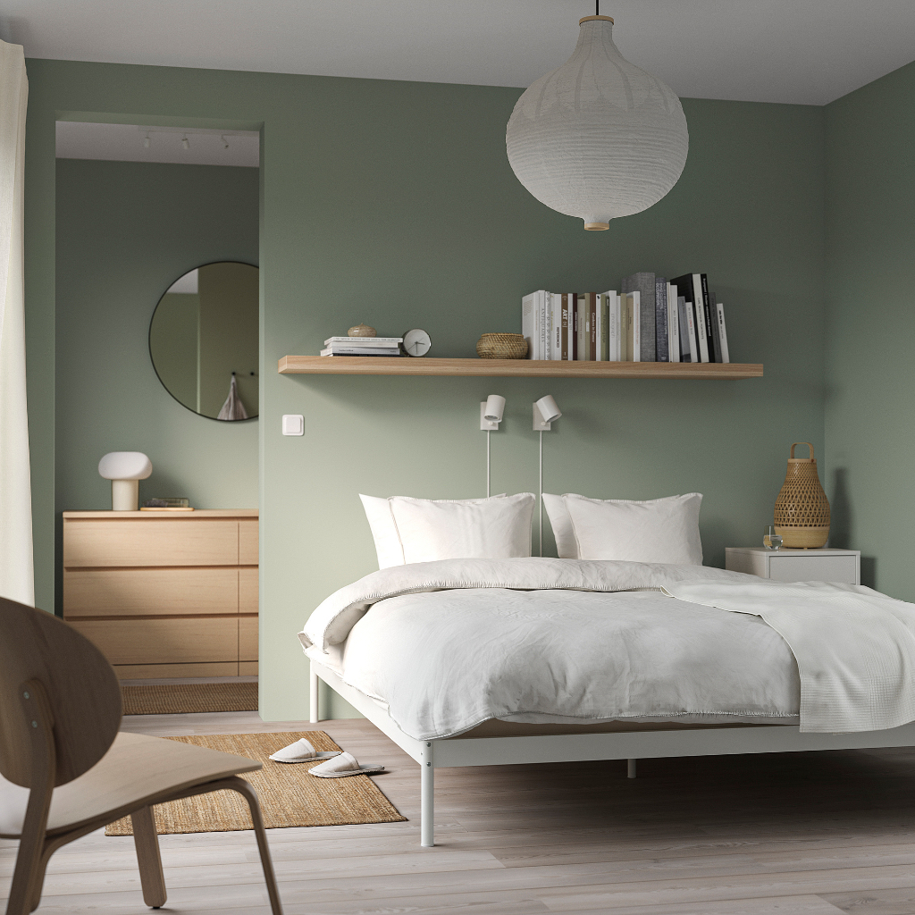 北歐工業LOFT風格經典IKEA宜家VEVELSTAD雙人床框床架+luröy板條/150x200/白色/二手八成新/特