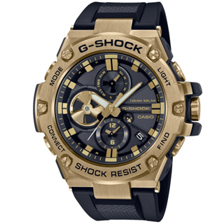 CASIO 卡西歐 G-SHOCK 太陽能x藍牙連線 奢華黑金三眼腕錶 53.8mm / GST-B100GB-1A9