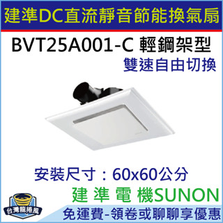 [臺灣龍捲風-免運費]送濾網 BVT25A001-C 建準SUNON DC直流變頻 換氣扇 超大風 超靜音 輕鋼架營業用