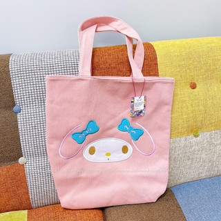 日本帶回 日本限定 三麗鷗 Sanrio 美樂蒂 Melody 大容量 棉質刺繡袋 環保袋 購物袋 手提袋 肩背袋 書包