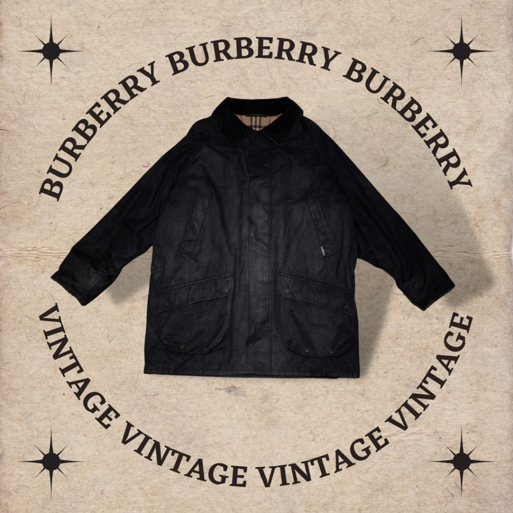 「鹹魚二手 」BURBERRY 燈心絨領油布外套 Vintage 古著 (S947)