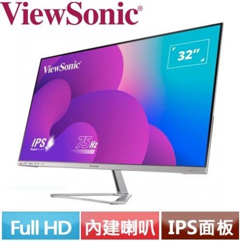 ViewSonic 32吋 FHD IPS時尚無邊框螢幕(VX3276-MHD-3) 電腦螢幕 顯示器