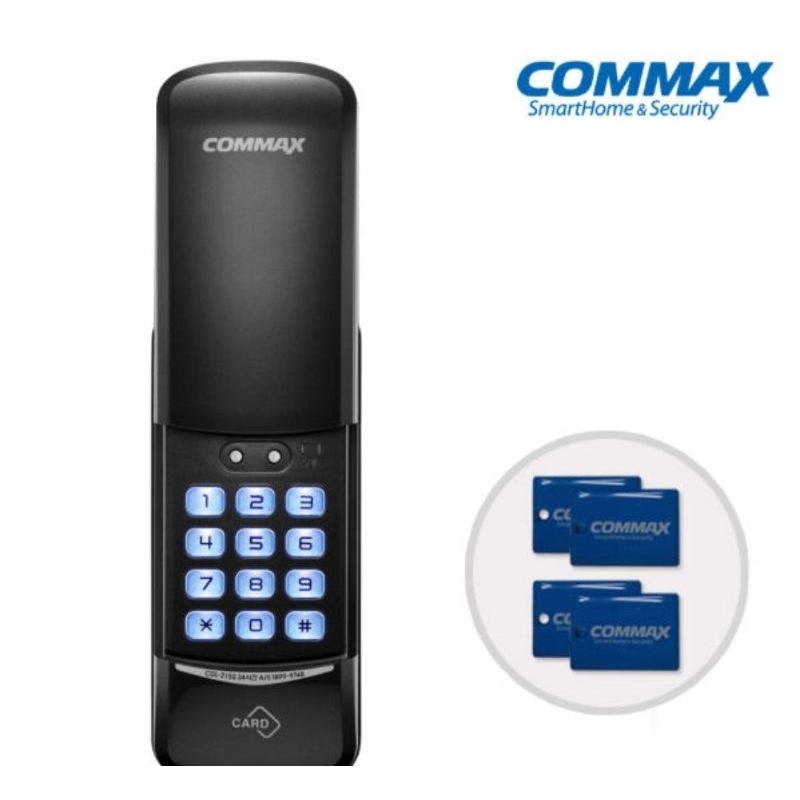 COMMAX電子鎖卡片密碼2合1防水遮陽滑蓋