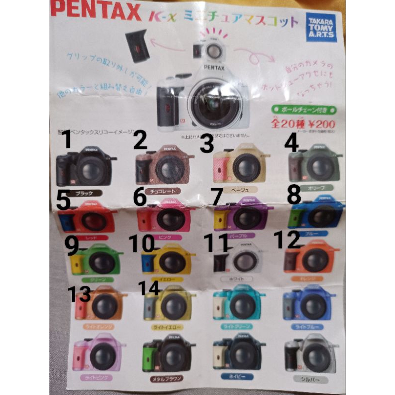 PENTAX K-X迷你相機 扭蛋 吊飾 單售區