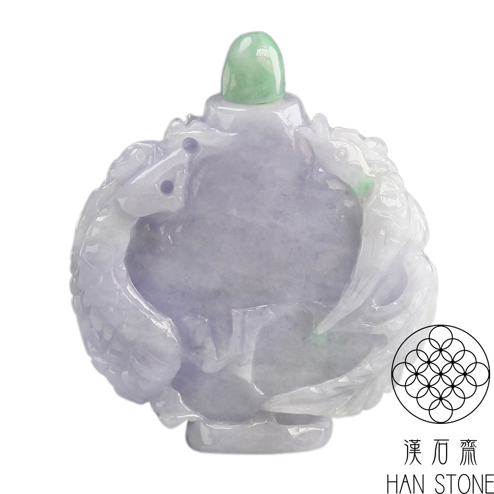 鼻煙壺‥翡翠製、福寿草花紋 鼻煙壺‥翡翠製、福寿草花紋 零れる