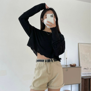 割愛！imfine 木耳捲邊短版上衣 二手