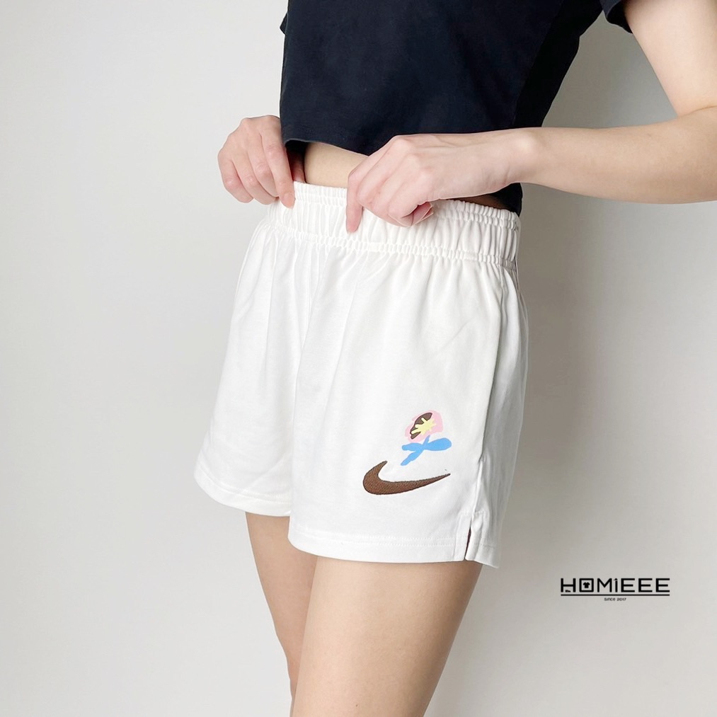【Homieee】Nike Nsw Shorts 短褲 短棉褲 勾勾 小花 米白 FJ7716-133