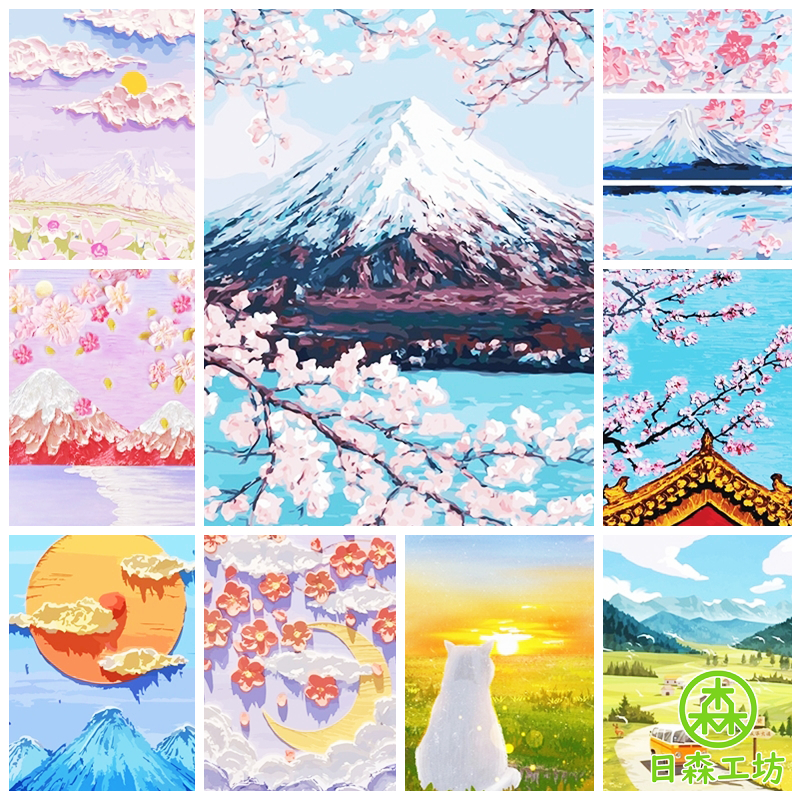 D系列【日森工坊】無框數字油畫 DIY油畫 40x50cm 客廳裝飾 貓咪 日式 紓壓 繪圖 著色 無框油畫 隔日到貨