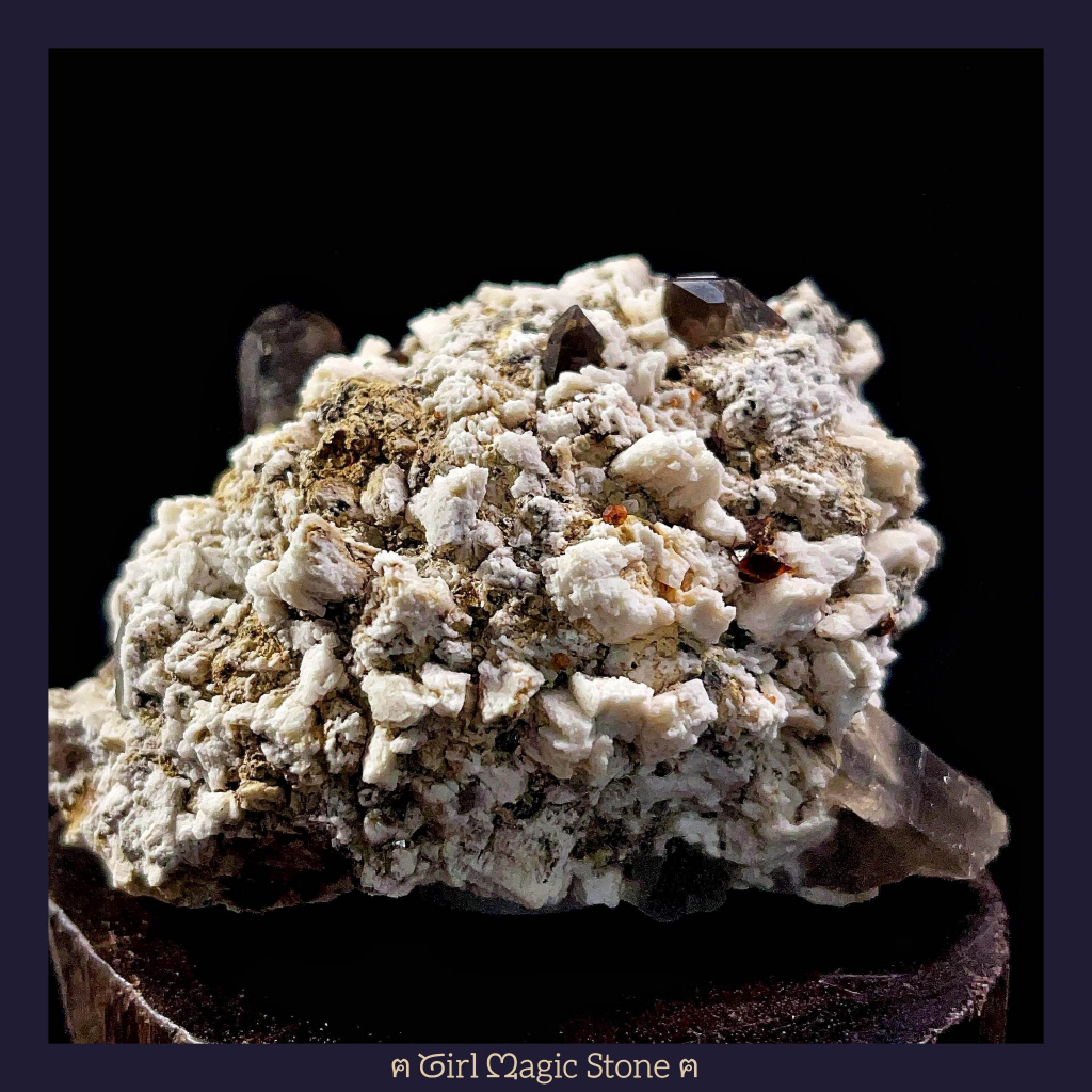 煙晶石榴石 SmokyQuartz and Garnet🌹 共生長石 橘榴石 錳鋁石榴石 煙晶 茶水晶 黑水晶 CF08