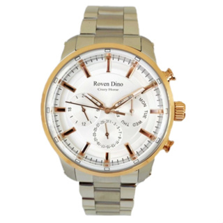 【Roven Dino 羅梵迪諾】金牌特務白鋼玫瑰金框三眼時尚腕錶 RD6090S 45mm 現代鐘錶