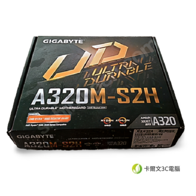 技嘉 A320M-S2H AM4腳位 AMD A320晶片 DDR4 SATA USB3 HDMI DVI M.2