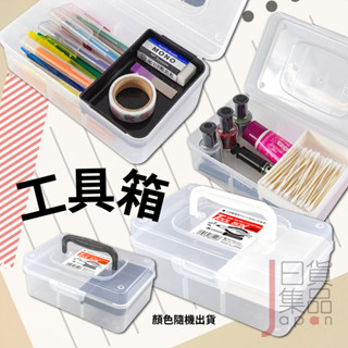 日本製SANADA透明手提收納盒(顏色隨機)｜小型輕巧塑膠工具箱附收納格多功能五金工具零件置物箱醫藥箱文具箱
