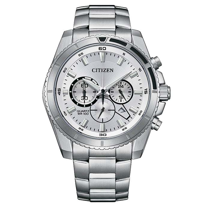 【CITIZEN 星辰】AN8200-50A 鋼錶帶 三眼計時男錶 銀 44mm 台南 時代鐘錶