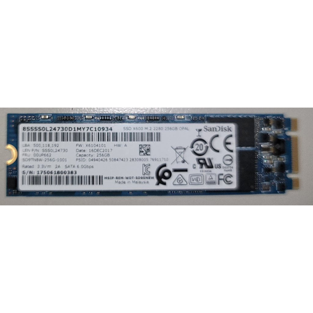 Sandisk / Samsung m.2 SATA SSD 128G / 256G