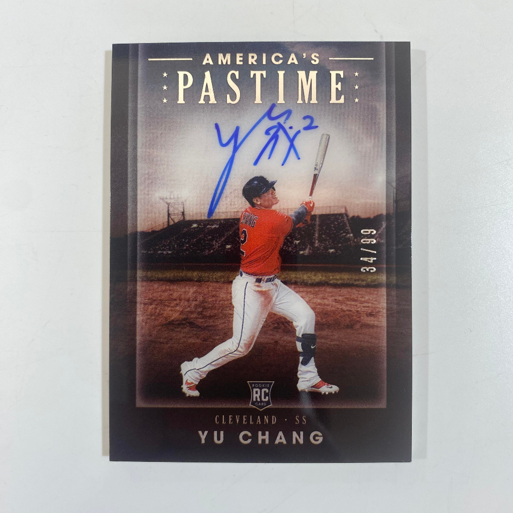 PANINI PASTIME RC YU CHANG 張育成 MLB 球員卡 卡面簽 AUTO 親筆簽名 棒球卡 99張