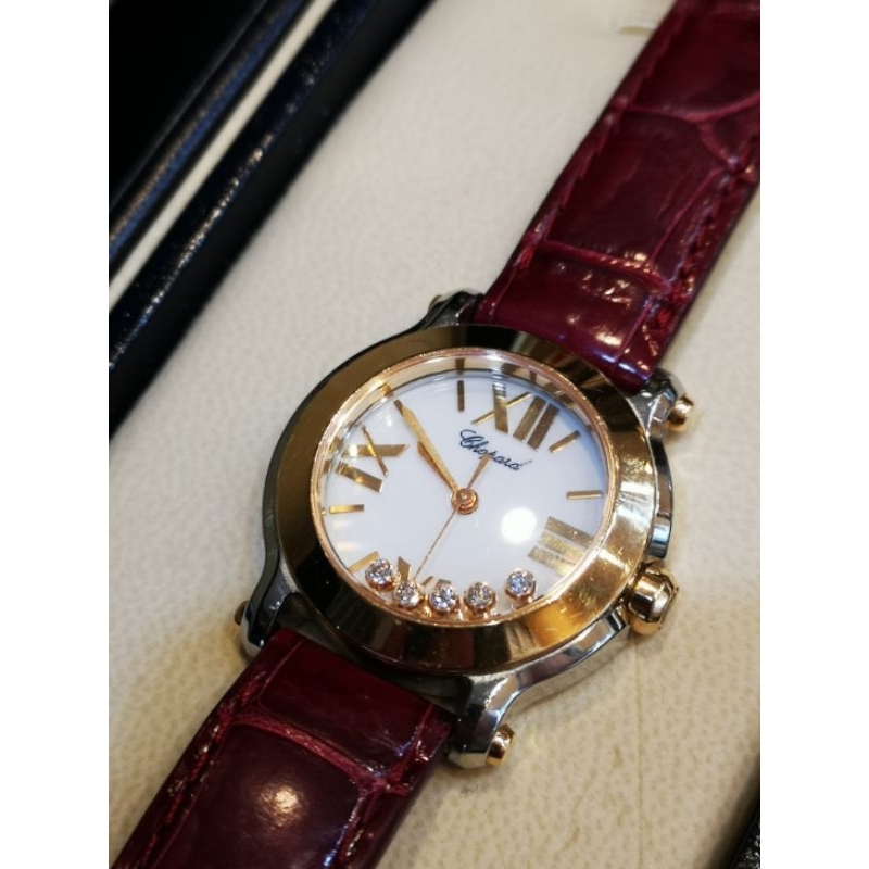 Chopard 蕭邦 Happy Sport 5顆跑鑽 30mm 玫瑰金 石英錶