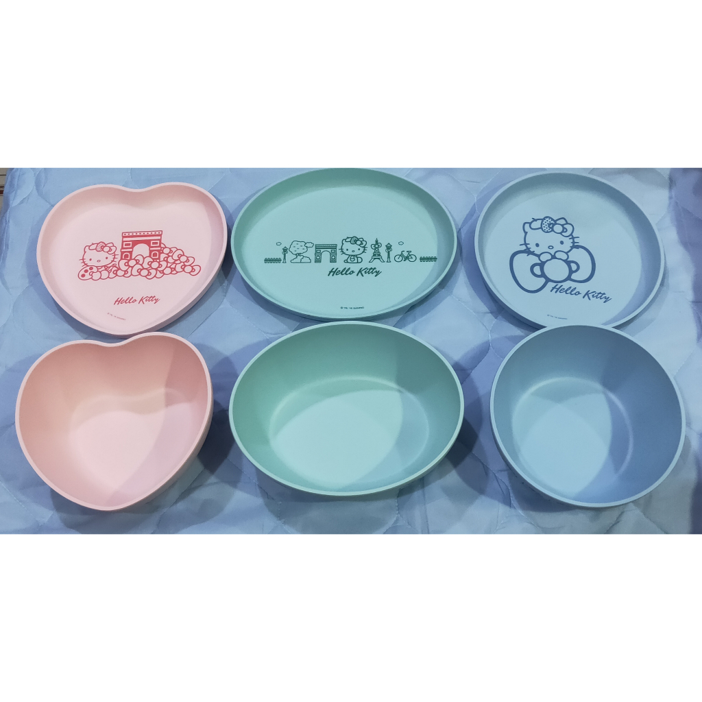 ✨欣欣百寶屋✨【7-11】Le Creuset for Hello  Kitty法國風造型 竹纖維 造型 餐盤+碗盤套組