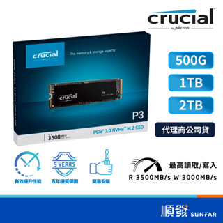 Micron 美光 P3 SSD 固態硬碟 500GB 1TB 2TB M.2 PCIe 2280 五年保固