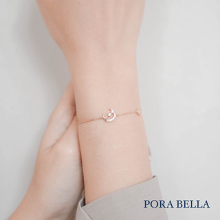《Porabella》925純銀鋯石手鍊 設計款氣質手鏈 月亮純銀手鍊 情人節禮物 告白 銀飾 Bracelets