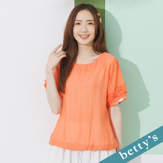 betty’s貝蒂思(21)袖口荷葉繡花圓領上衣(橘色)