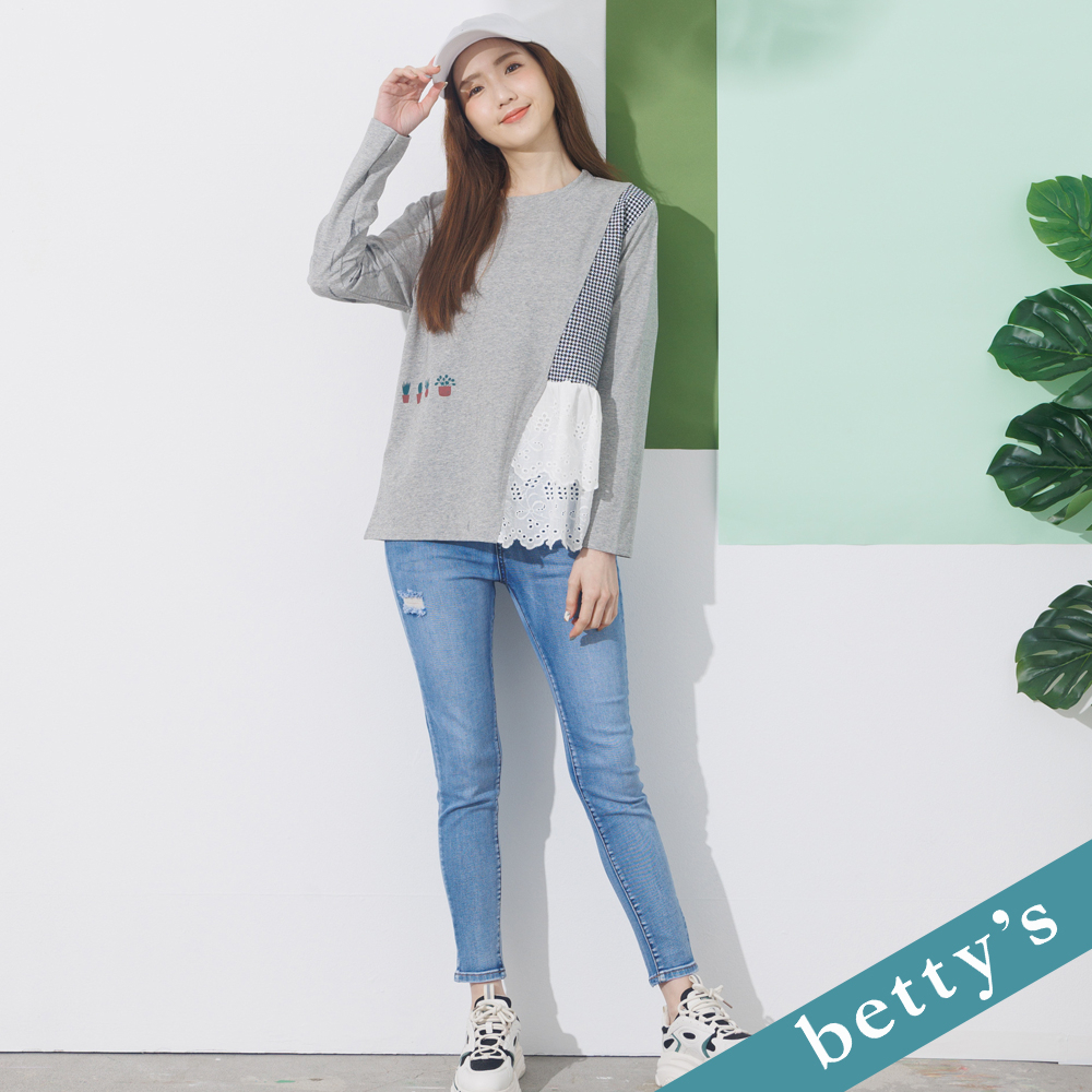 betty’s貝蒂思(21)微刷破窄管牛仔褲(牛仔藍)