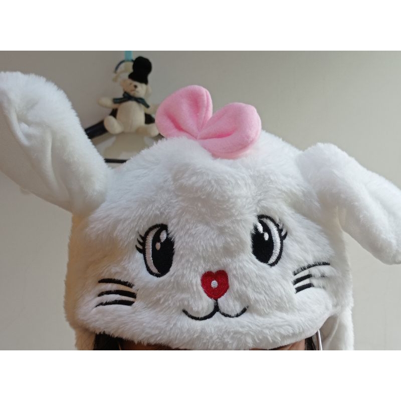 可愛造形 兔子帽子 兔子造型帽子 耳朵可動 兼具保暖功能 小朋友最愛 造型帽子