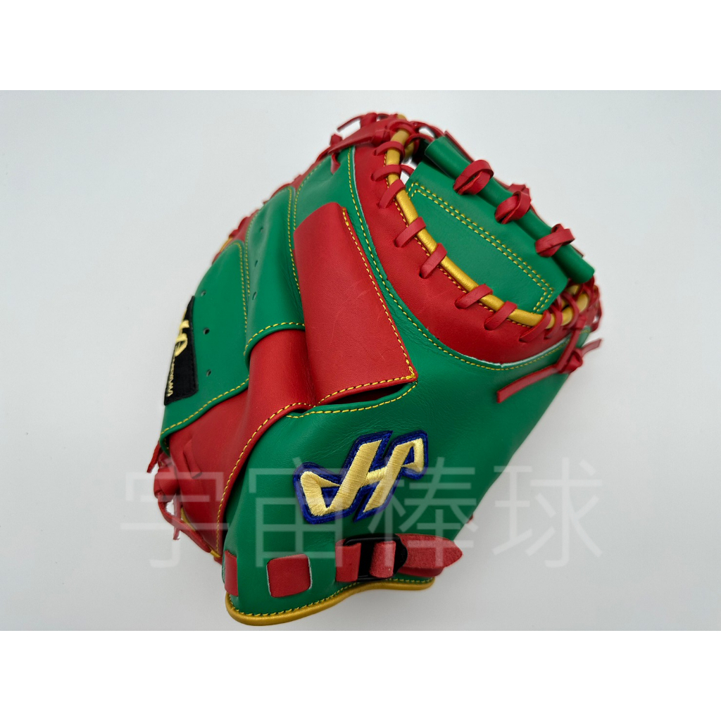 ※宇宙棒球※ HA HATAKEYAMA Pro Model 棒壘球手套 捕手用 蛇腹設計 綠x橘紅配色