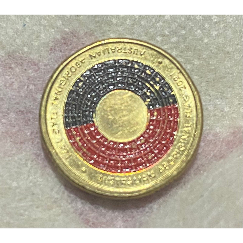 🇦🇺澳洲紀念幣$2元 2021年 原住民旗幟彩色旗 黑紅旗 土著 硬幣 錢幣 收藏 文化