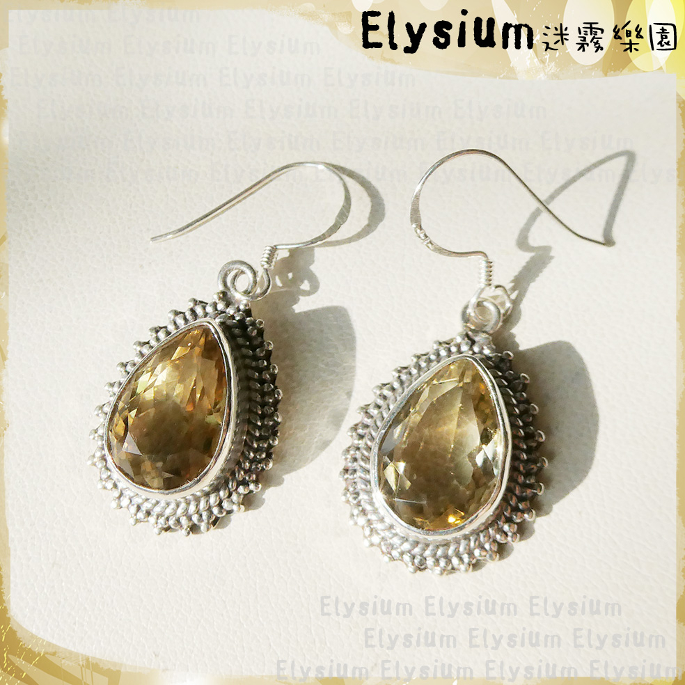 Elysium‧迷霧樂園〈DCI012A〉尼泊爾‧ 切割水滴 黃水晶 925銀手工耳環