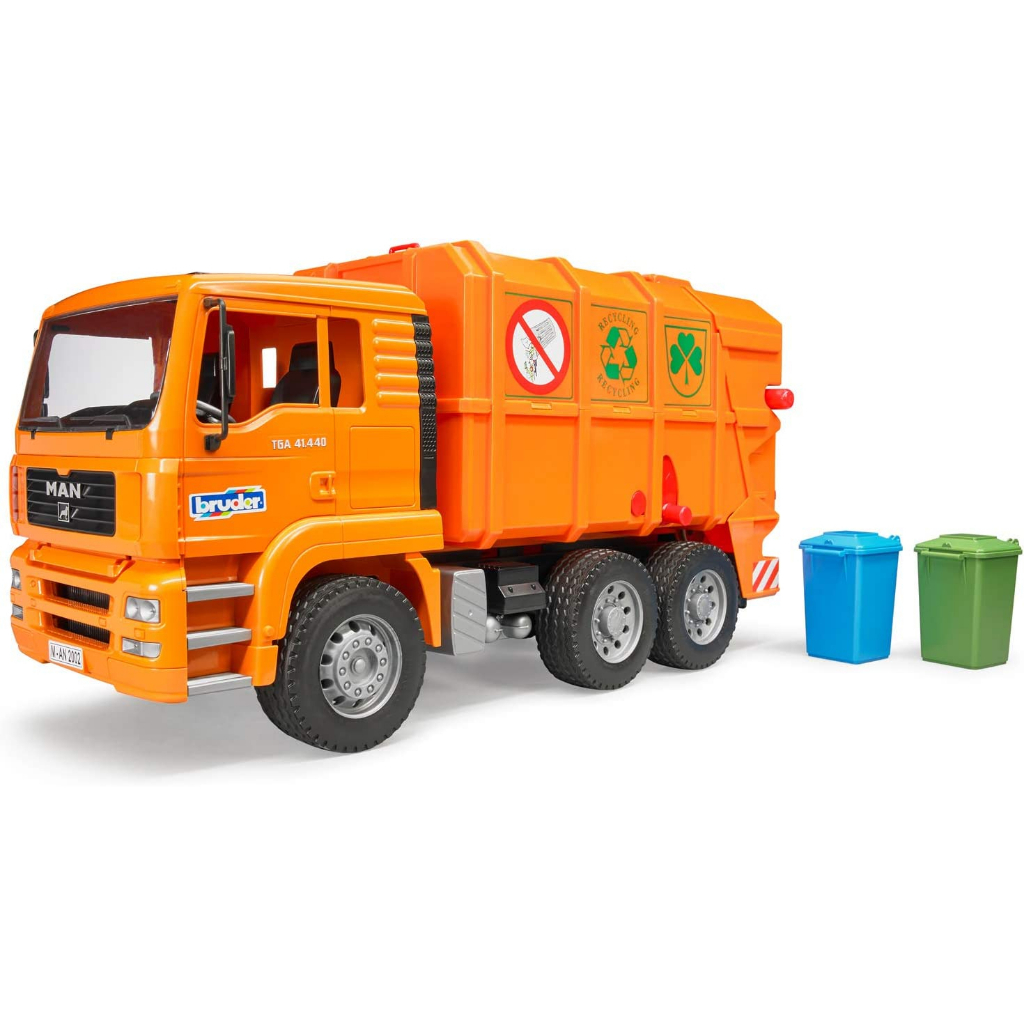 現貨 德國 MAN 橘色垃圾車/環保車/資源回收車/大型汽車 兒童玩具車塑料模型