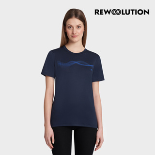 【Rewoolution】女 WAVES 140g短袖印花T恤(海軍藍)美麗諾|CB1WC513 M1W010IJ14