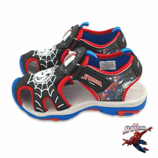 【MEI LAN】蜘蛛人 Spider Man 兒童 輕量 電燈 護趾涼鞋 避震 防滑 正版授權 35112 黑紅