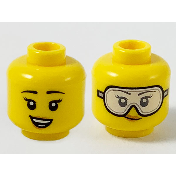 LEGO 樂高 黃色 人偶頭 雙面臉 女生 微笑時露出牙齒 護目鏡圖案 3626cpb2606