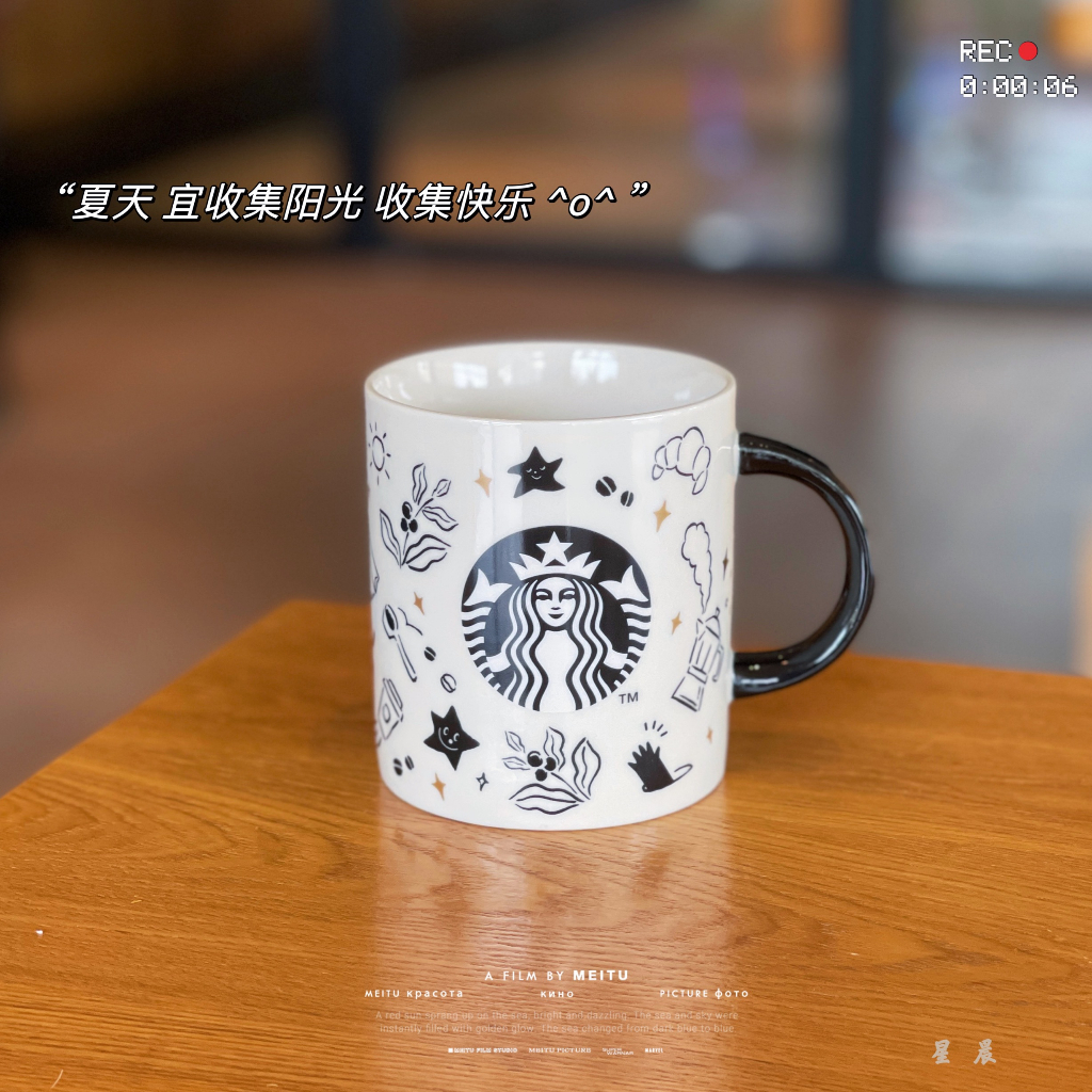 Starbucks官方正品！星巴克萬聖節473ml塗鴉星星經典女神陶瓷馬克杯咖啡杯果汁珍奶茶奶昔茶水杯