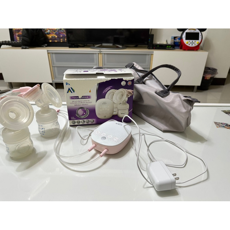 【PHILIPS AVENT】親餵重現 雙邊電動吸乳器(SCF316/02)八成新 送小獅王全新玻璃奶瓶（窄口瓶）