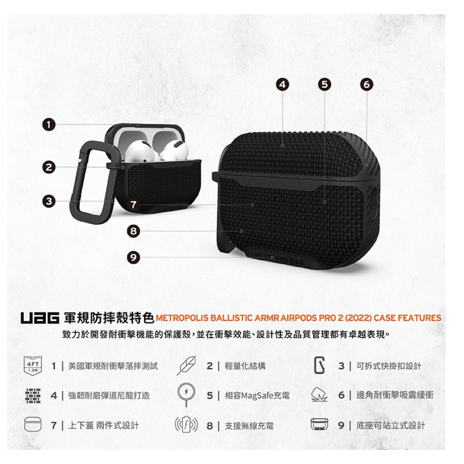 UAG AirPods Pro 2 MagSafe耐衝擊保護殼