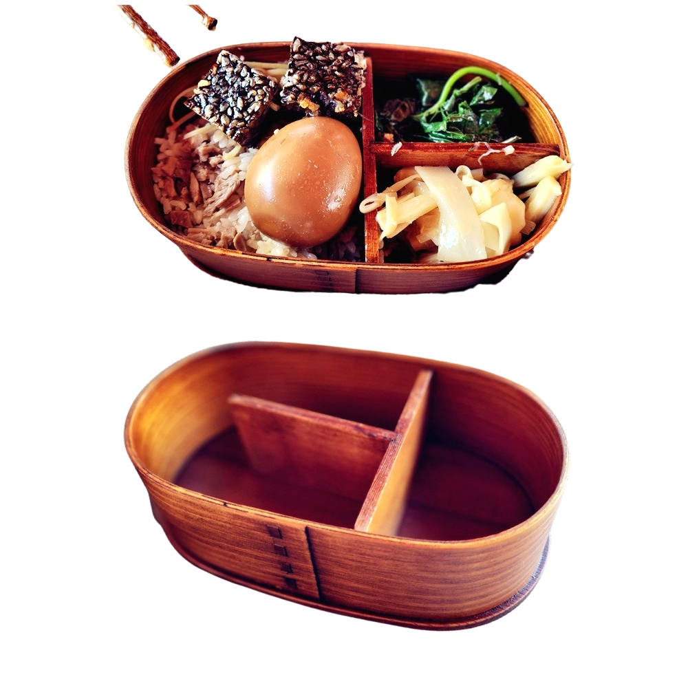 【112021911】愛心便當 日式木質飯盒 便當盒學生分格午餐便當盒