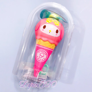 日本正品現貨 三麗鷗 美樂蒂Sanrio Melody 手持隨身攜帶風扇 冰淇淋甜筒造型 附掛繩 安全軟式風扇可愛爆表