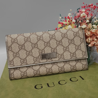 【哈極品】二手品《GUCCI 古馳 經典老花 防水布 二折長夾/皮夾》