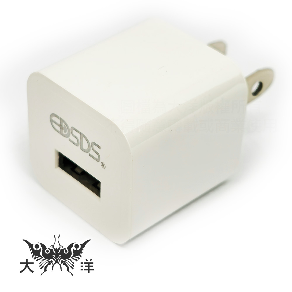 愛迪生 EDSDS 1孔 USB充電器 豆腐頭 旅行 手機 充電頭 1000mAh EDS-USB56 BSMI 認證