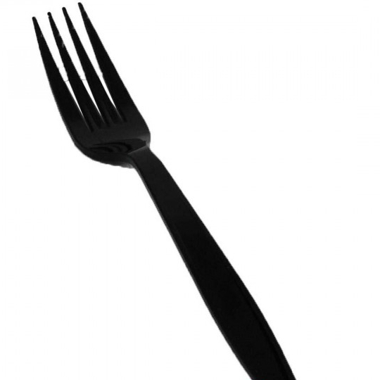&lt;附發票&gt;Stephen義式餐廳食材廣場美式塑膠叉子(黑色)50入