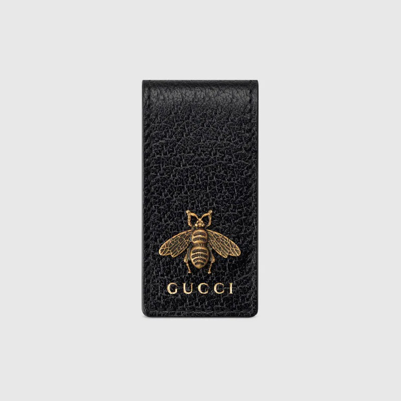 義大利製!全新日本專櫃正品GUCCI 古馳 黑色皮革立體蜜蜂設計鈔票夾 附專櫃盒裝