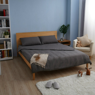 台灣製吸濕排汗極簡素色床包枕套組 四色可選 加大尺寸 - 好夢