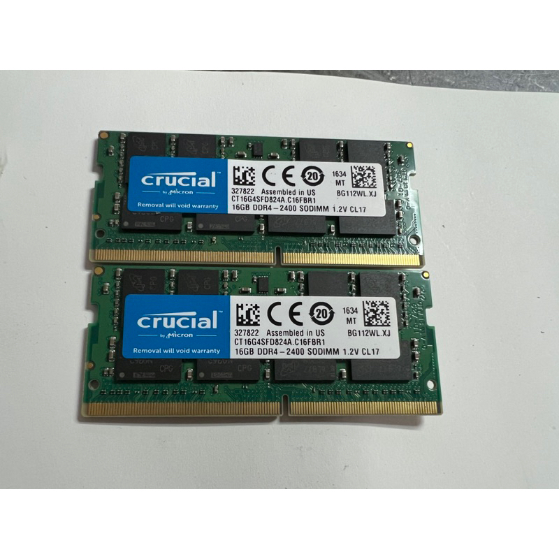 電腦雜貨店～美光 crucial 16GB DDR4 2400 筆電記憶體 二手良品 $1000