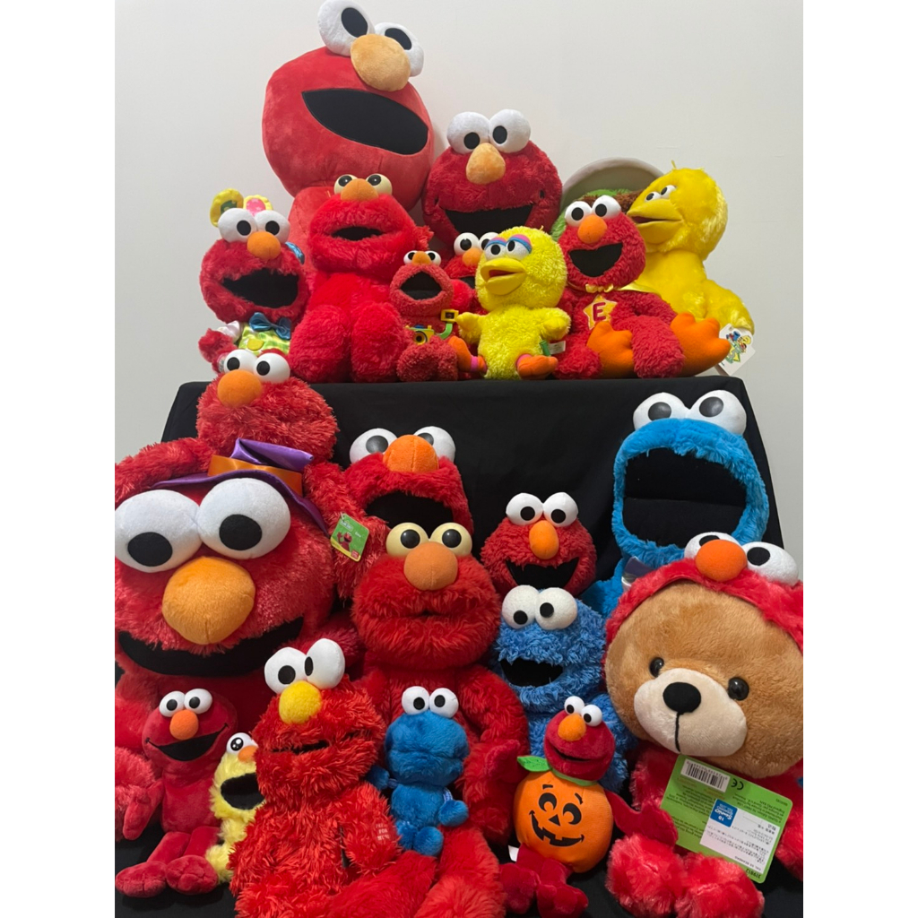 DW賣場 日本大量正版芝麻街中古 Elmo Cookie Monster 艾蒙 餅乾怪獸 公仔玩偶毛絨娃娃 景品