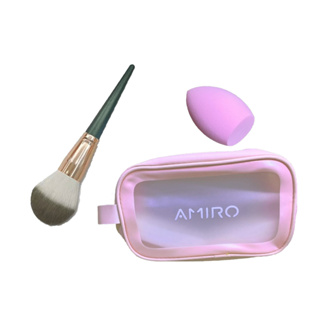 AMIRO豪華旅行保養美妝組 彩妝蛋/化妝包/散粉刷/緊緻面膜/凝膠/眼影