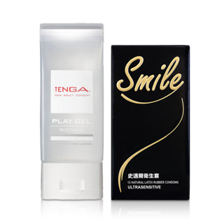 TENGA PLAY GEL共趣潤滑液160ml + SMILE史邁爾 保險套衛生套 超薄 官方授權