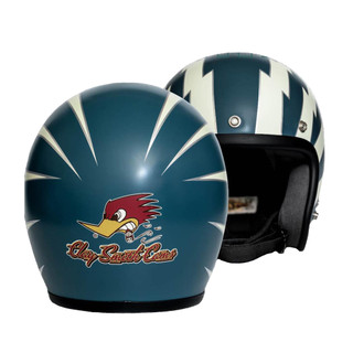 3JFT Helmets 閃電叼菸鷹 復古光澤軍藍色銀箔邊框 送防水長鏡片 3/4罩 半罩 安全帽 復古帽 附雲端發票