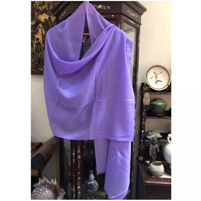 4Ply Baby Pashmina 100%喀什米爾圍巾 披肩(短鬚.斜織款) 超柔軟款 -粉紫（小瑕疵便宜賣）